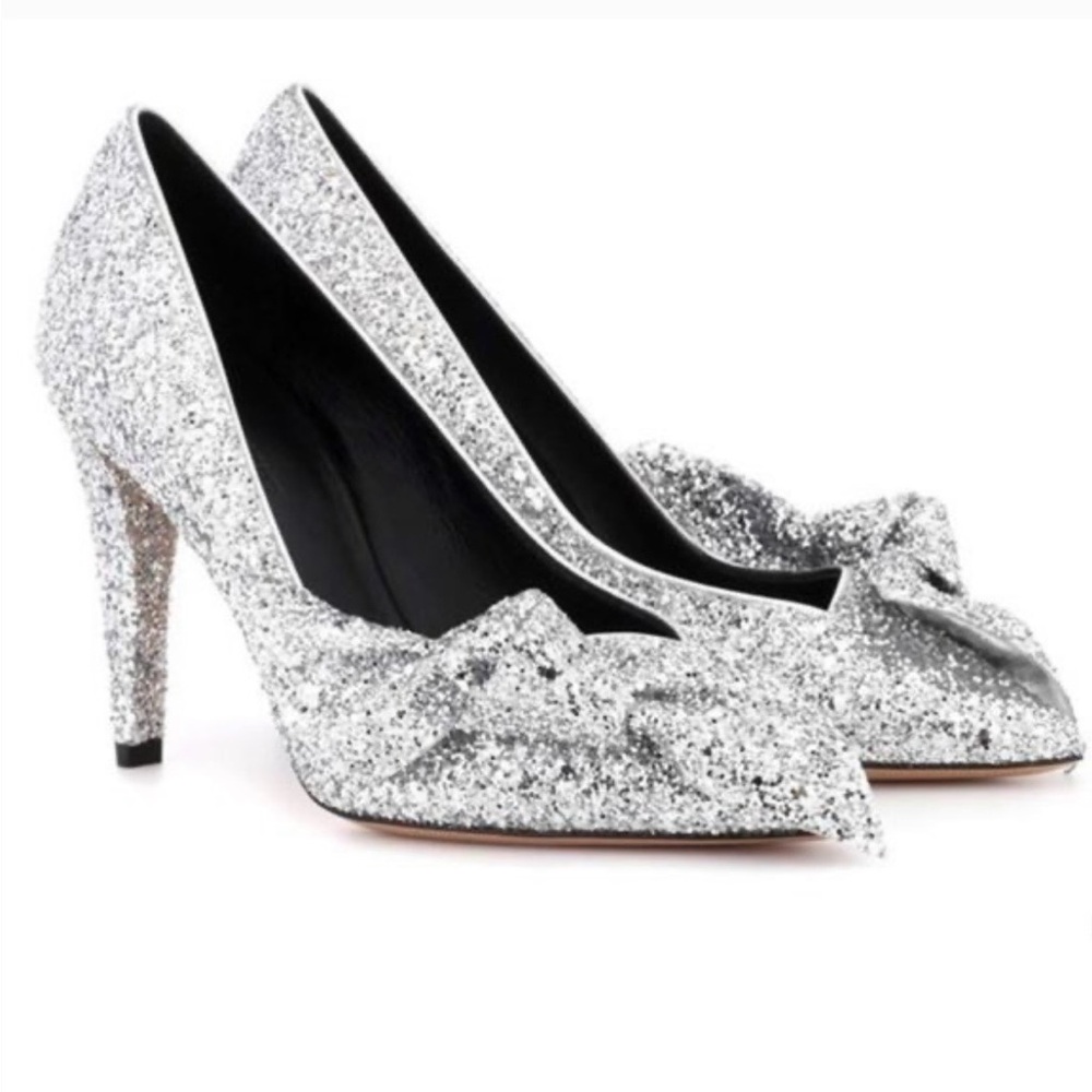 Isabel Marant Poetty Silver Glitter Bow Pumps-Size 37